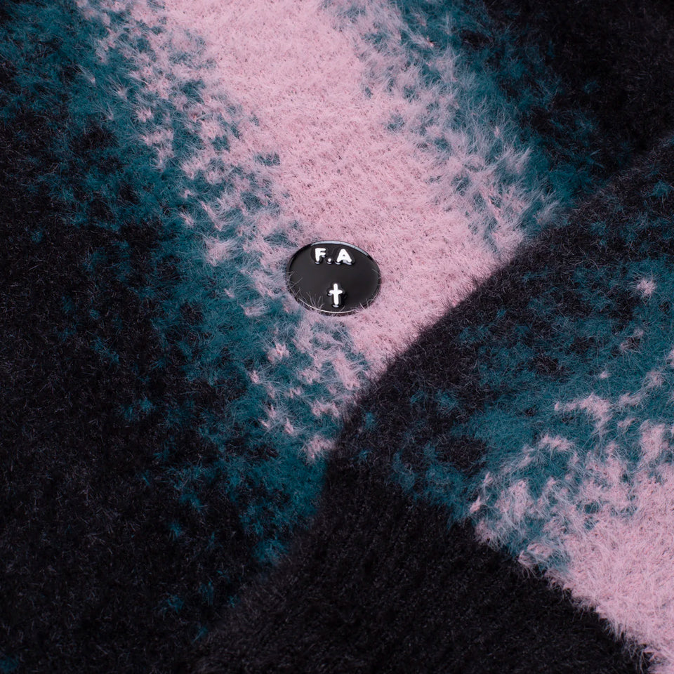 STRIPED FAUX HAIRY CREWNECK