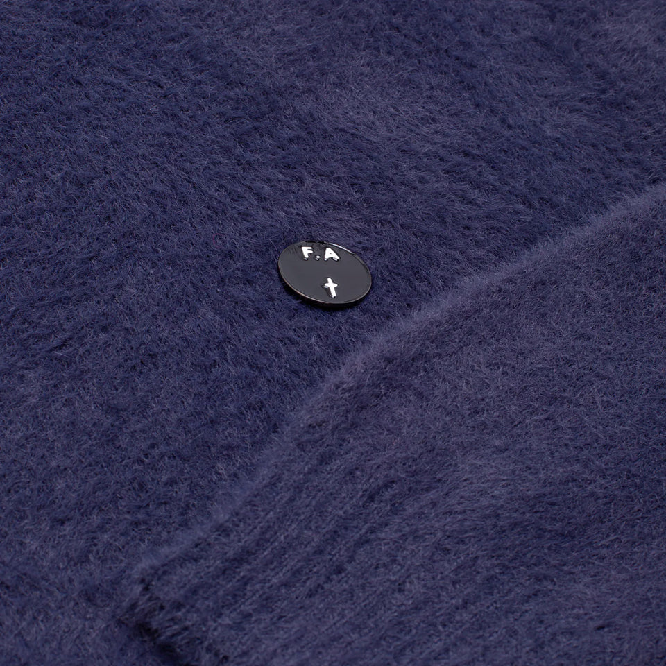 FAUX HAIRY CREWNECK NAVY