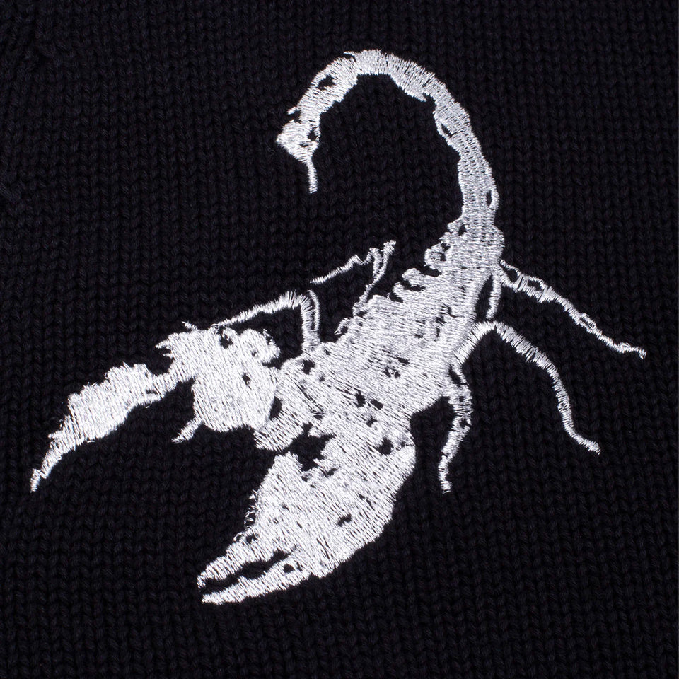 EMBROIDERED SCORPION CARDIGAN BLACK