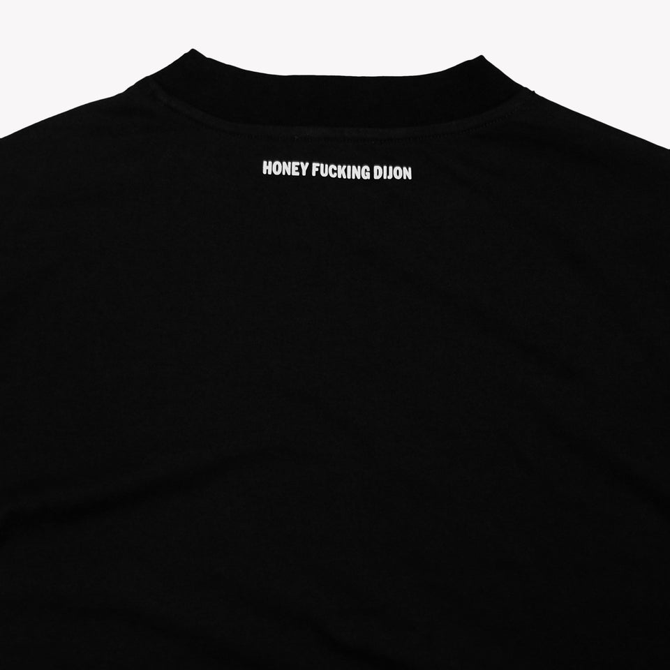 CROPPED TEE WITH MESH TEXT PANEL
