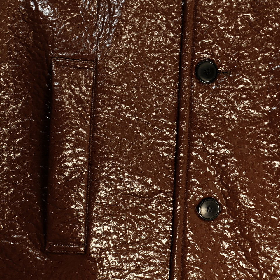 CRINKLED FAUX LEATHER COAT
