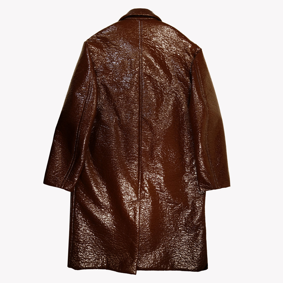 CRINKLED FAUX LEATHER COAT