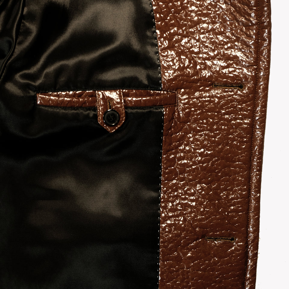 CRINKLED FAUX LEATHER COAT