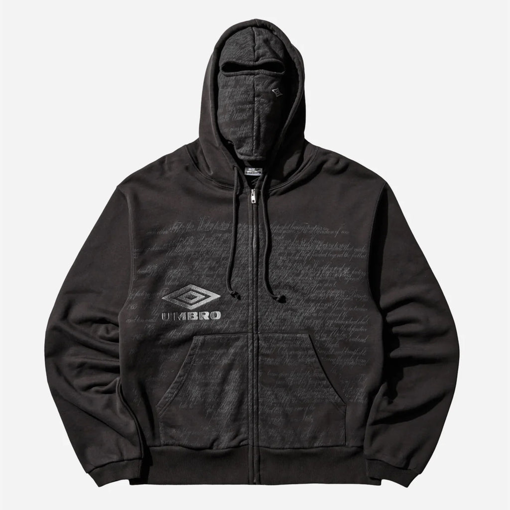 fekete×umbro gathered hoodie vest Compact Masked Zip Hoodie Washed Black – VIER Antwerp