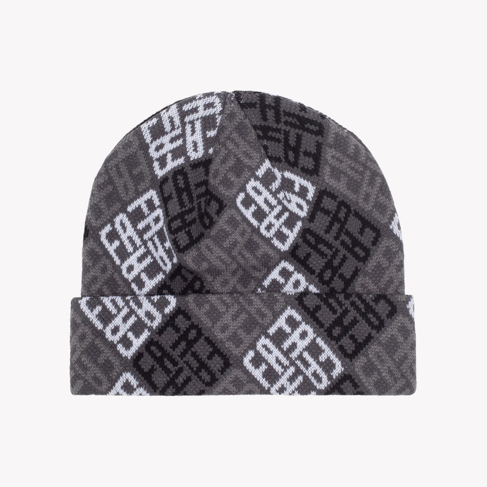 MONOGRAM CUFF BEANIE BLACK/GREY