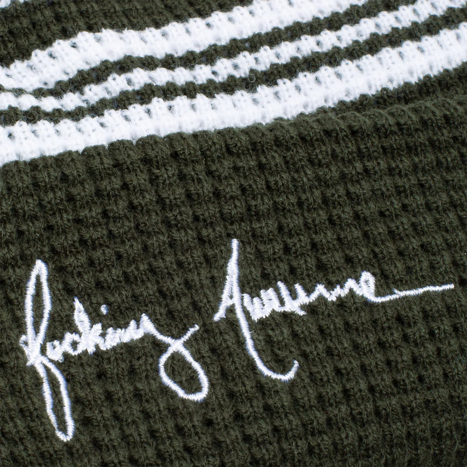 CURSIVE WAFFLE CUFF BEANIE GREEN