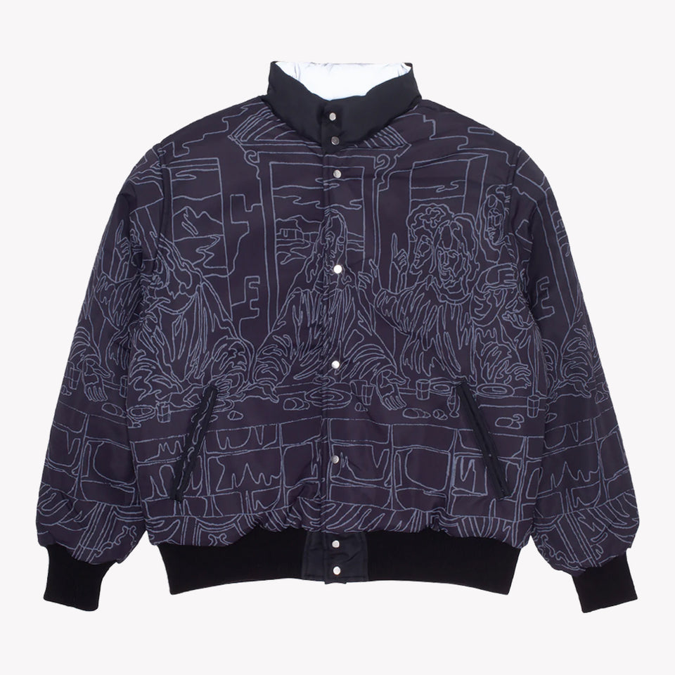 REFLECTIVE REVERSIBLE VARSITY PUFFER JACKET