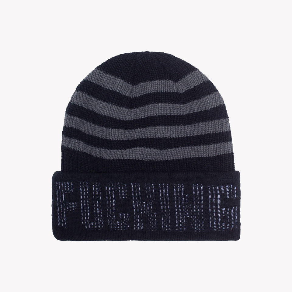 STRIPED CUFF BEANIE BLACK