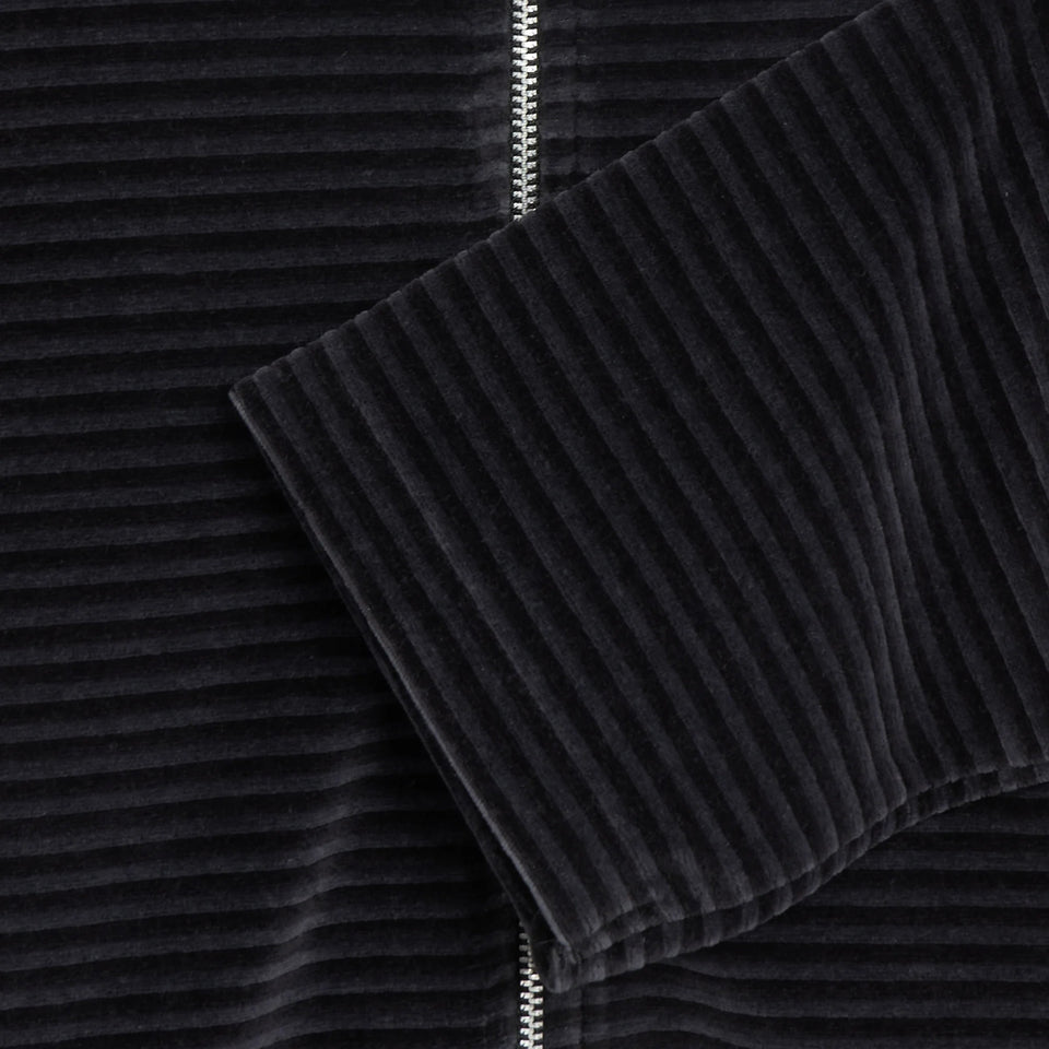 Shrunken Fullzip Polo Velour Stripe