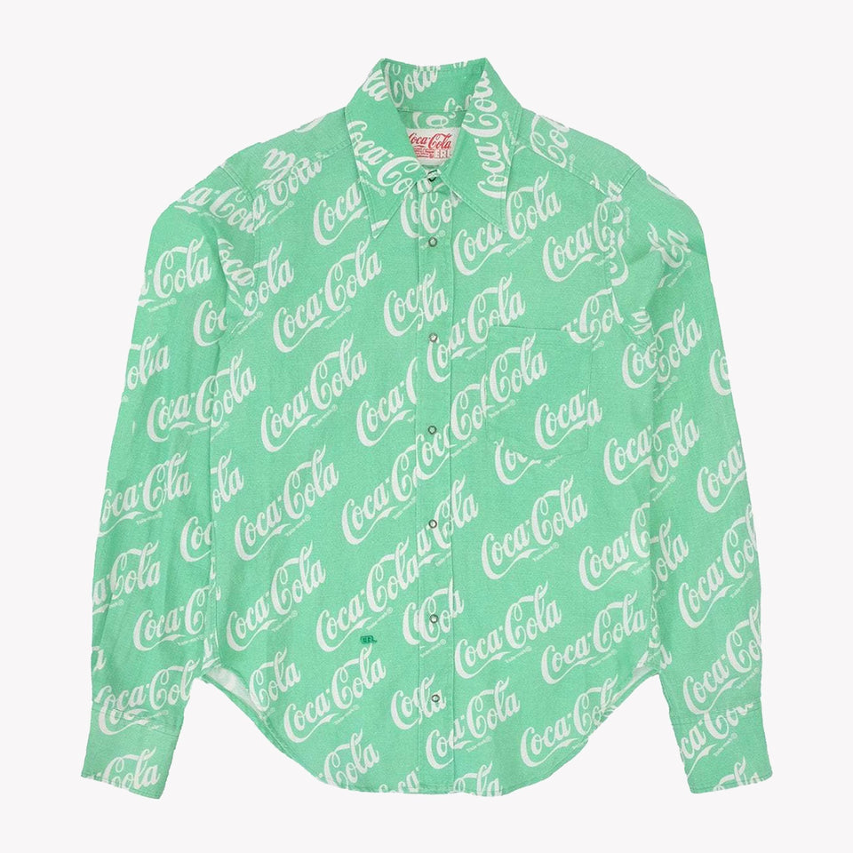 Woven Coca Cola Button Up Shirt