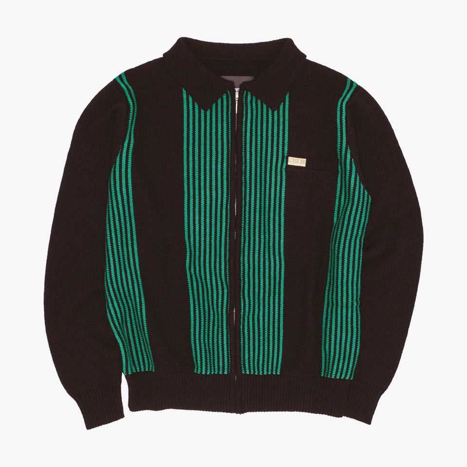 Zip Polo Sweater Black/Green