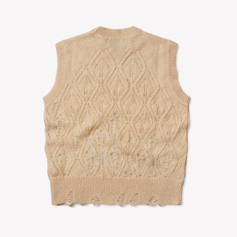 Lace Leaf and Ladders Mohair Vest Cream