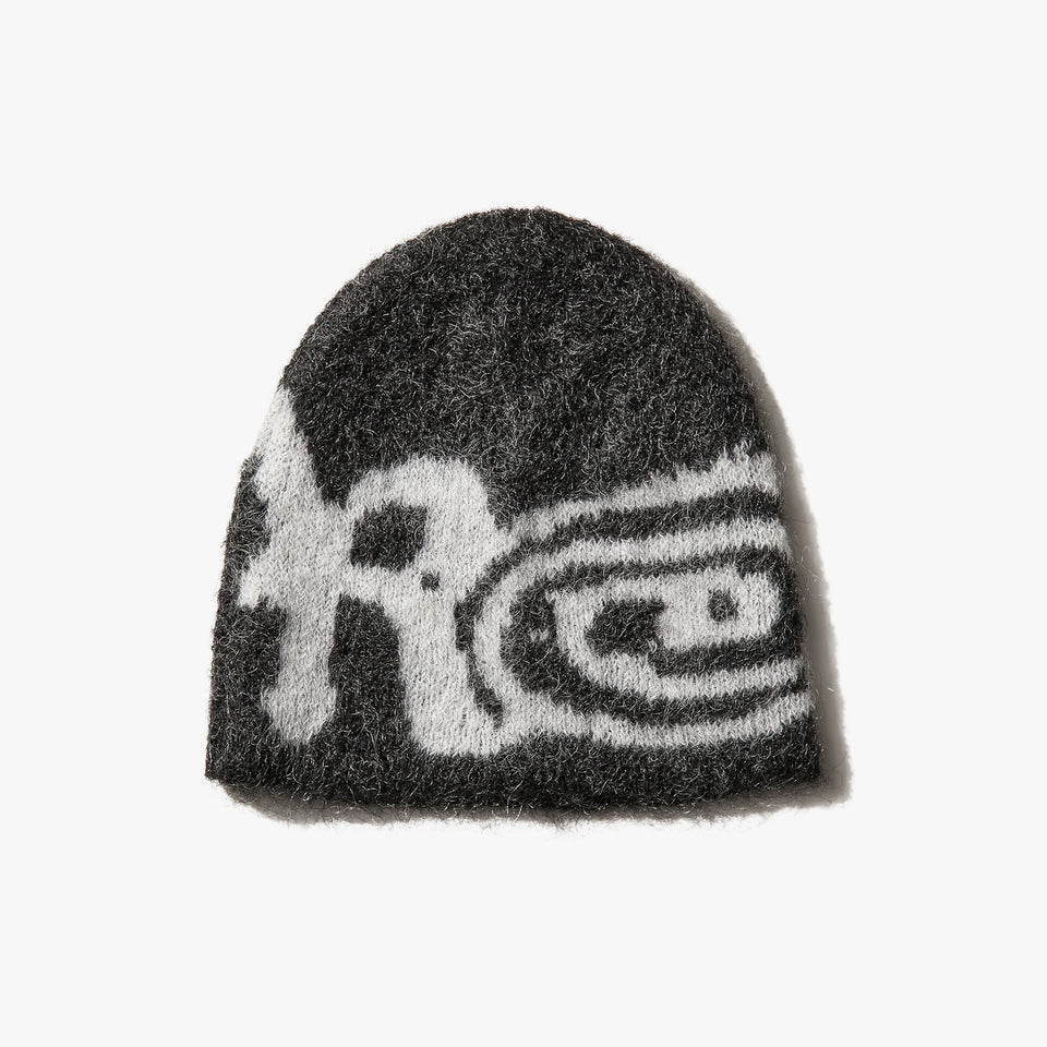 Vortex Mohair Beanie Black White