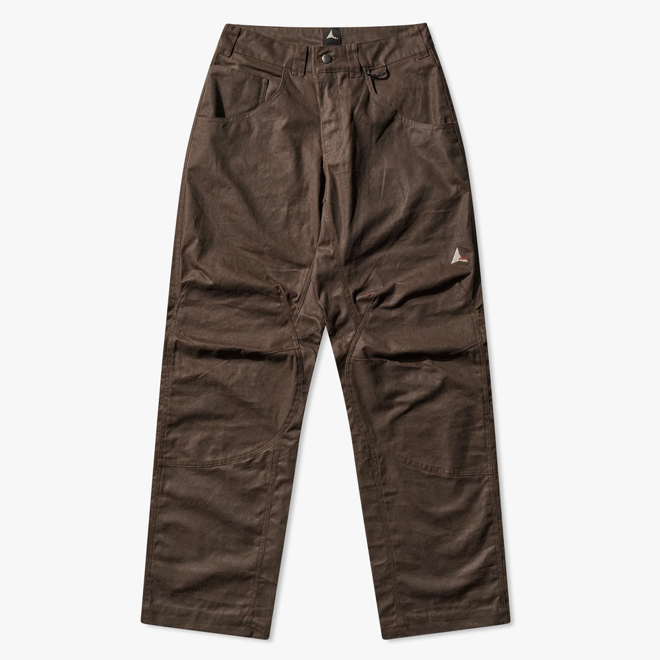 Crimp Shaped Waxed Cotton Pants Dark Brown