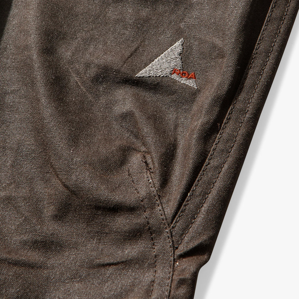 Crimp Shaped Waxed Cotton Pants Dark Brown