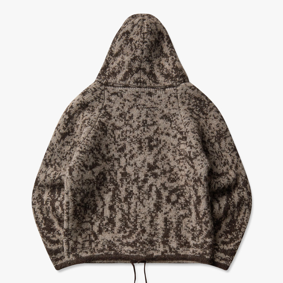 Shrub Felted Knit Zip Up Fuzzy Brown