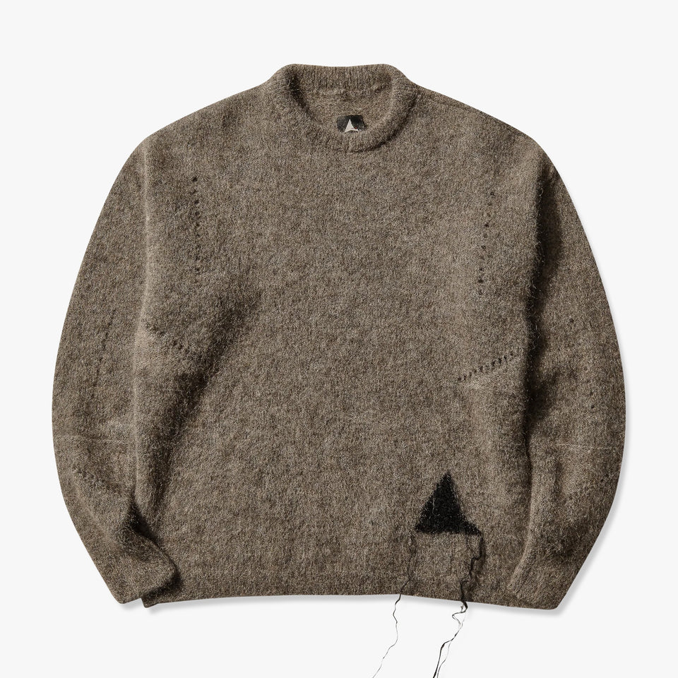 Dropstitch Mohair Knit Crewneck Taupe