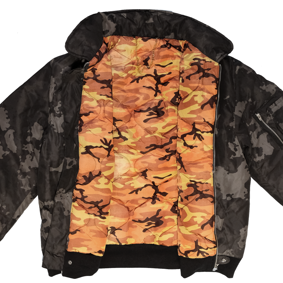 Camo Nylon Bomber Jacket