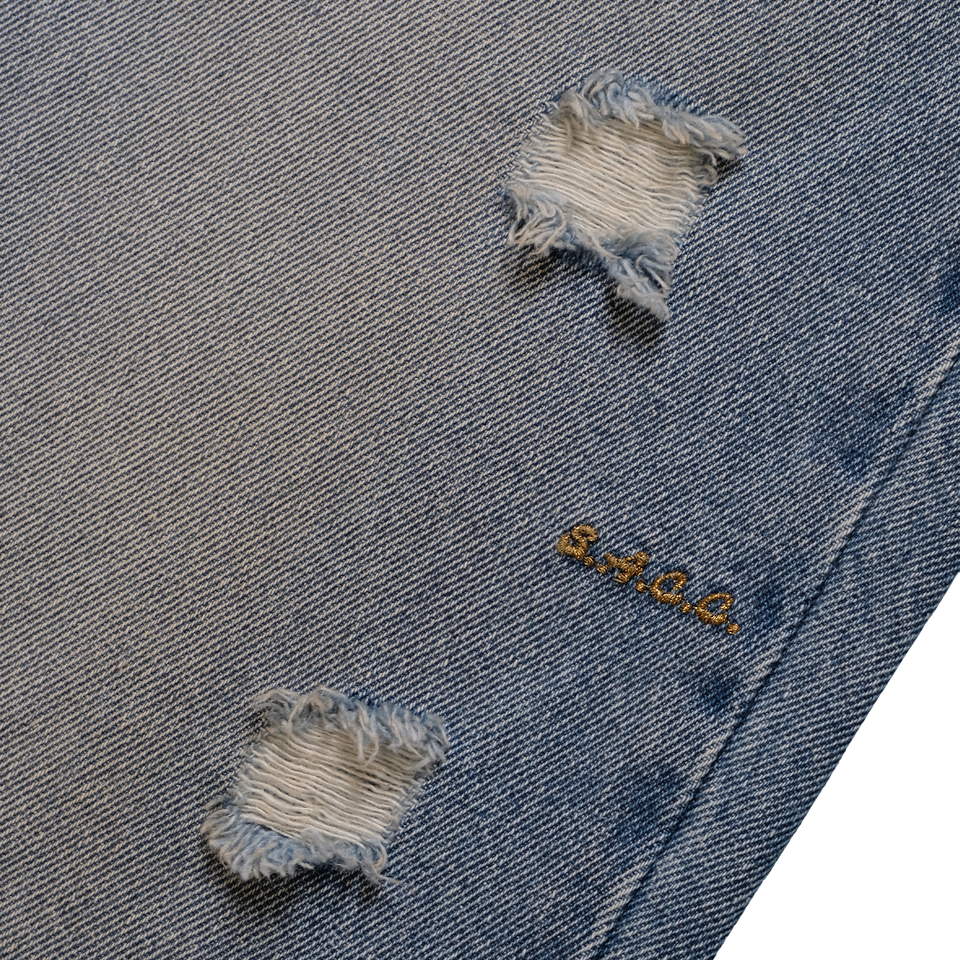 Vintage Washed Denim 5-pocket Pants