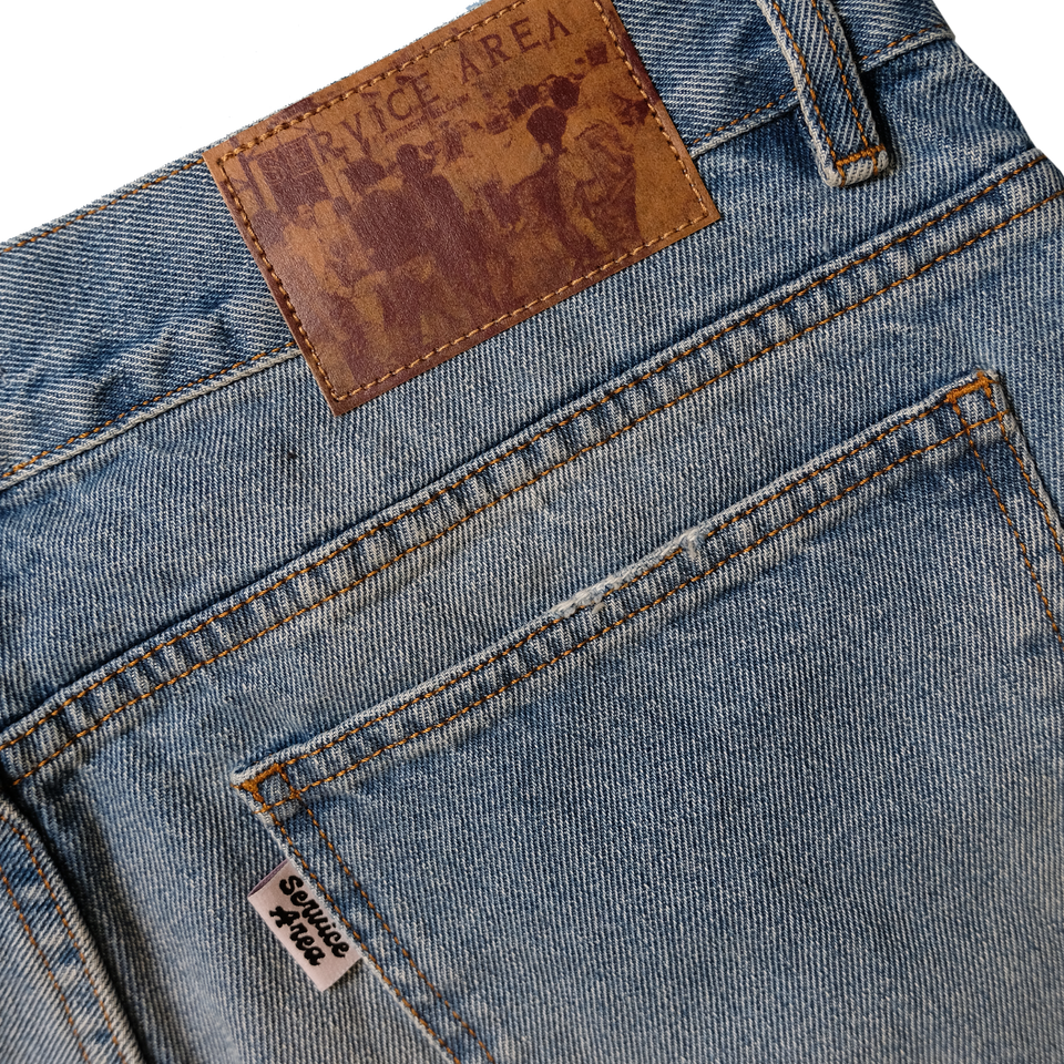 Vintage Washed Denim 5-pocket Pants