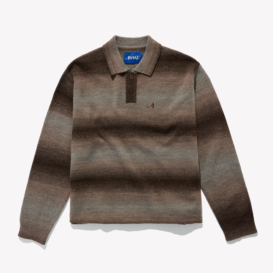 Gradient Knit Polo Brown