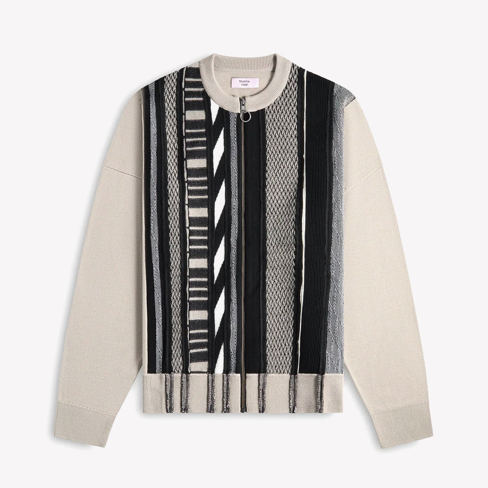 Multi Stripe Zip Up Crew