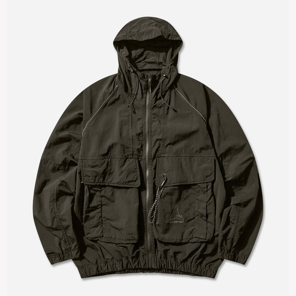 X And Wander Garment-dyed Nylon Hooded Jacket Khaki