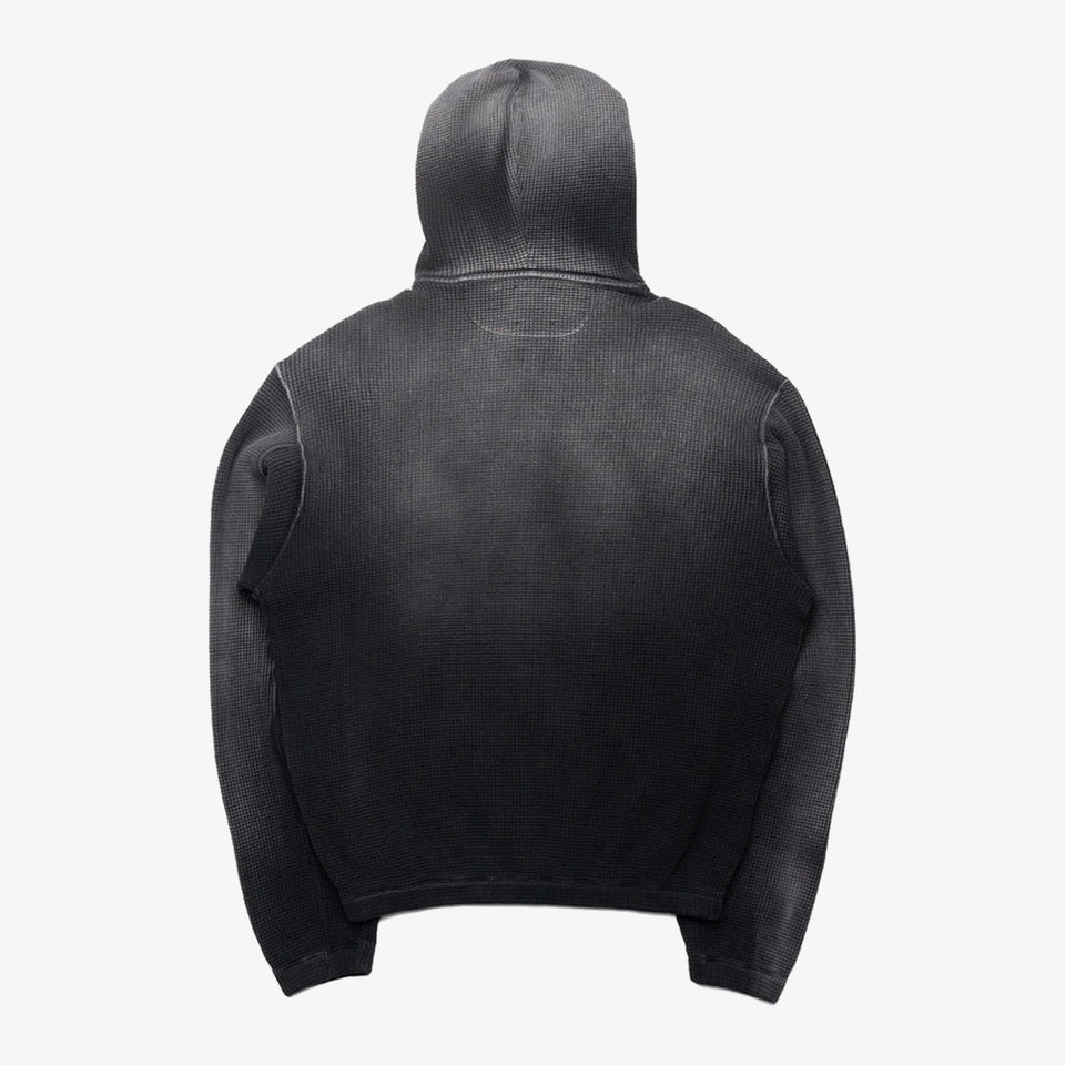 Bee Sun Faded Waffle Zip Up Hoodie Black