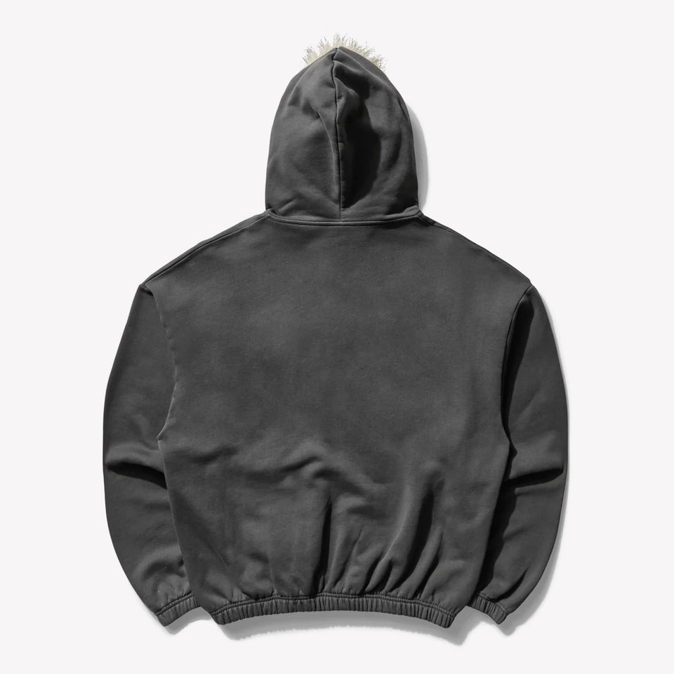 Fur Masked Hoodie Grey