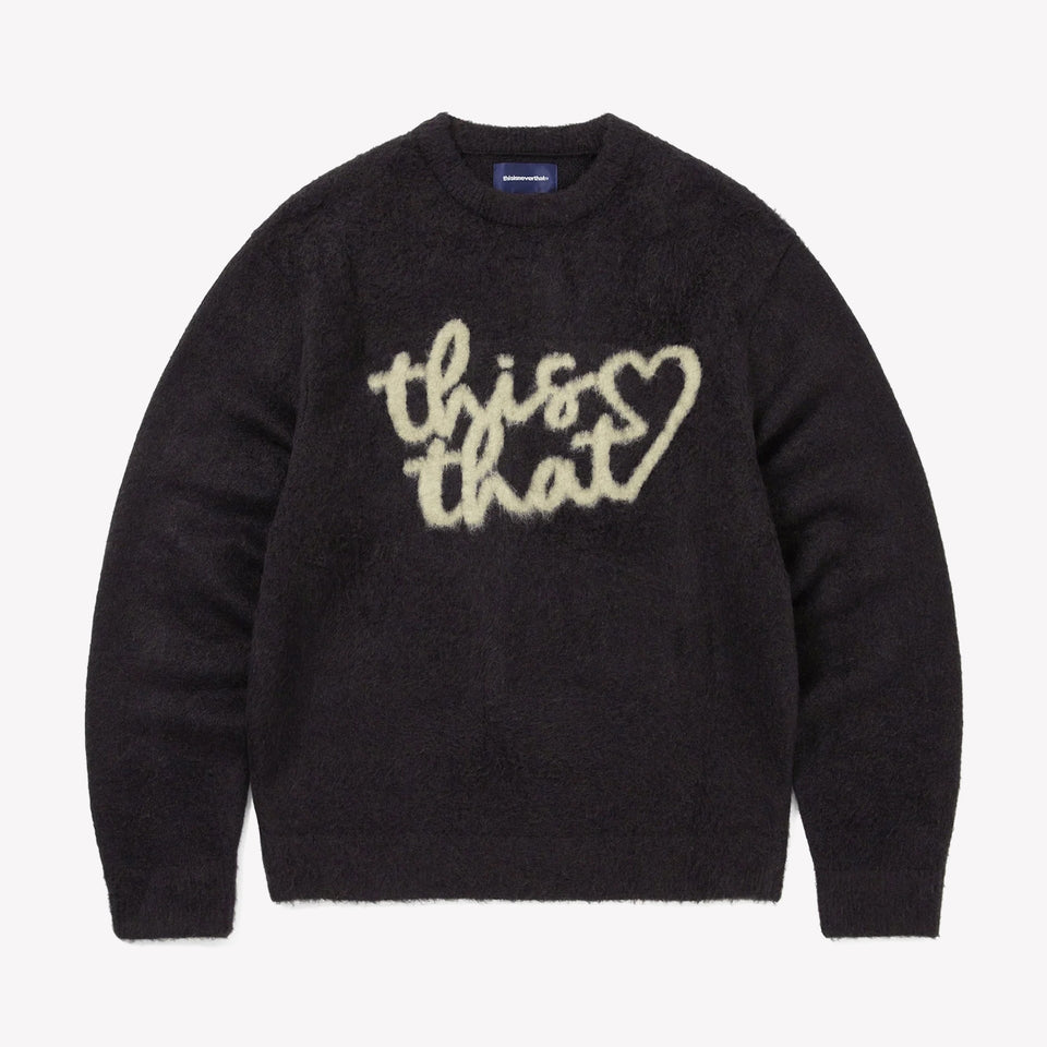 Heart Logo Knit Sweater Dark Navy