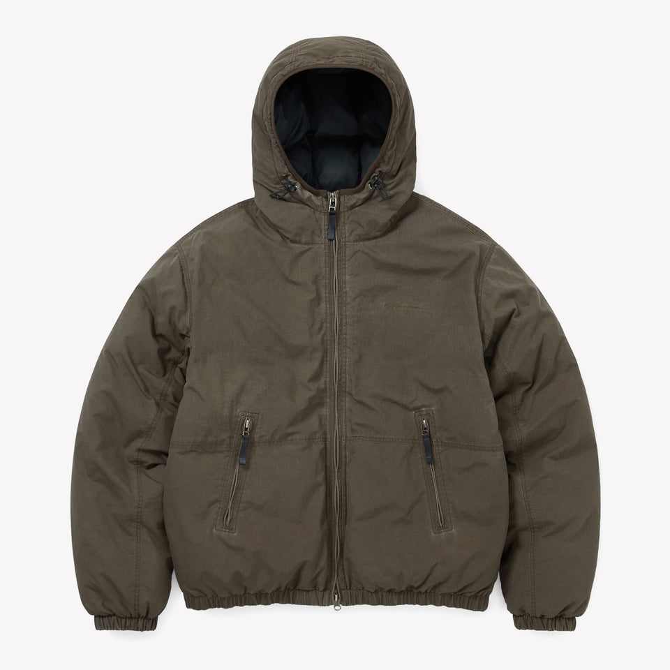 Washed Down Puffer Jacket Olive Brown