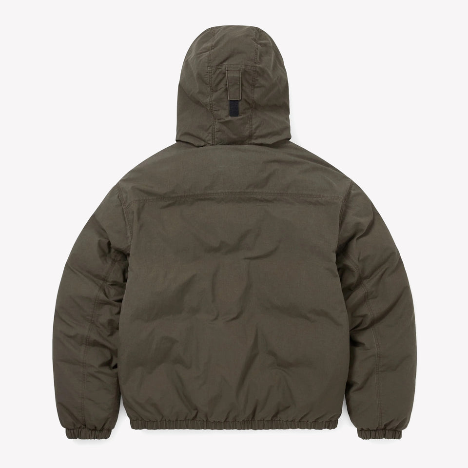 Washed Down Puffer Jacket Olive Brown