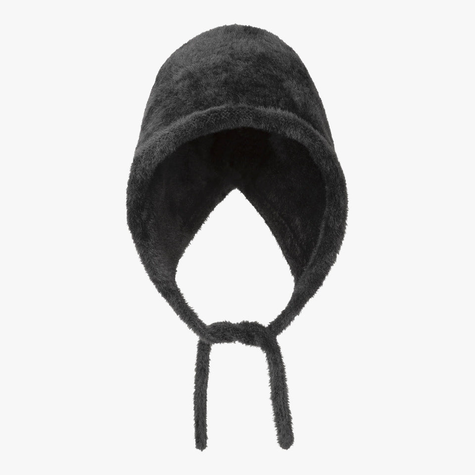 Faux Fur Knit Bonnet Black