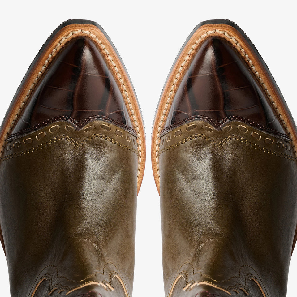 Floral Consultant Boot Olive Leather