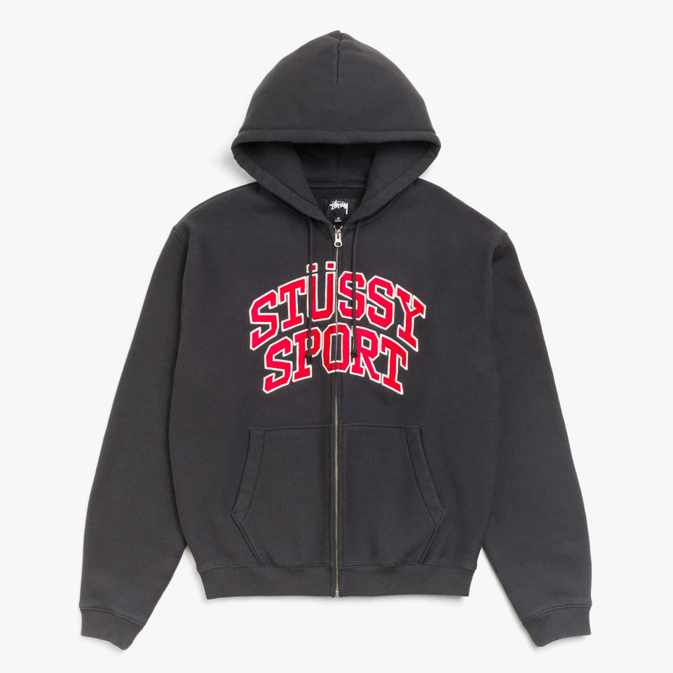 Stüssy Sport Zip Hoodie Washed Black