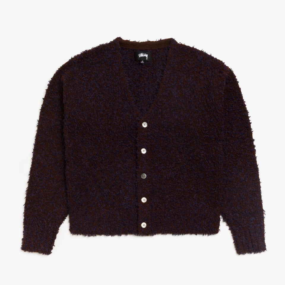 Textured Cardigan Knit Navy Brown