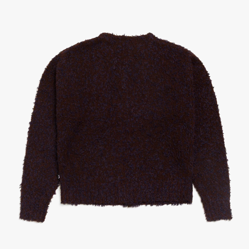 Textured Cardigan Knit Navy Brown