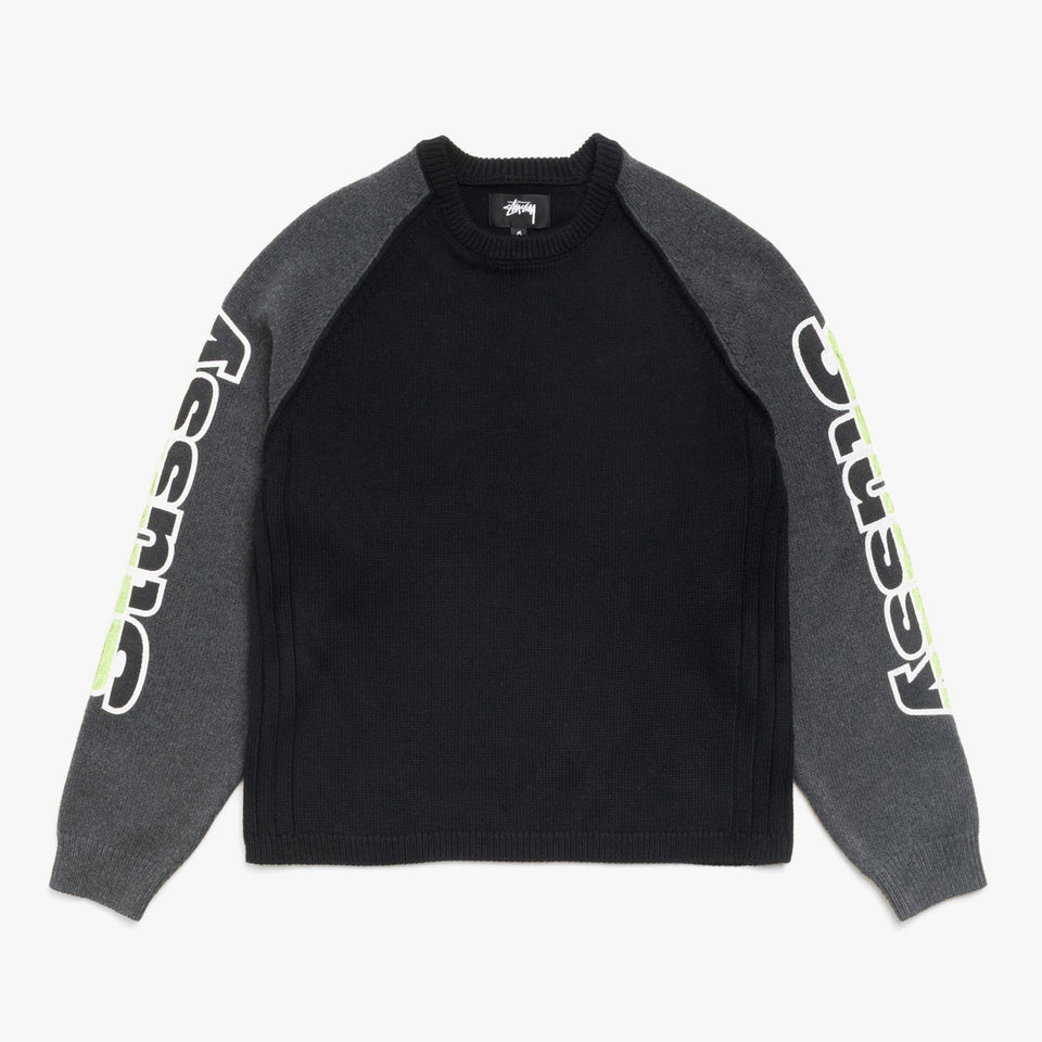Two Tone Raglan Sweater Knit Black