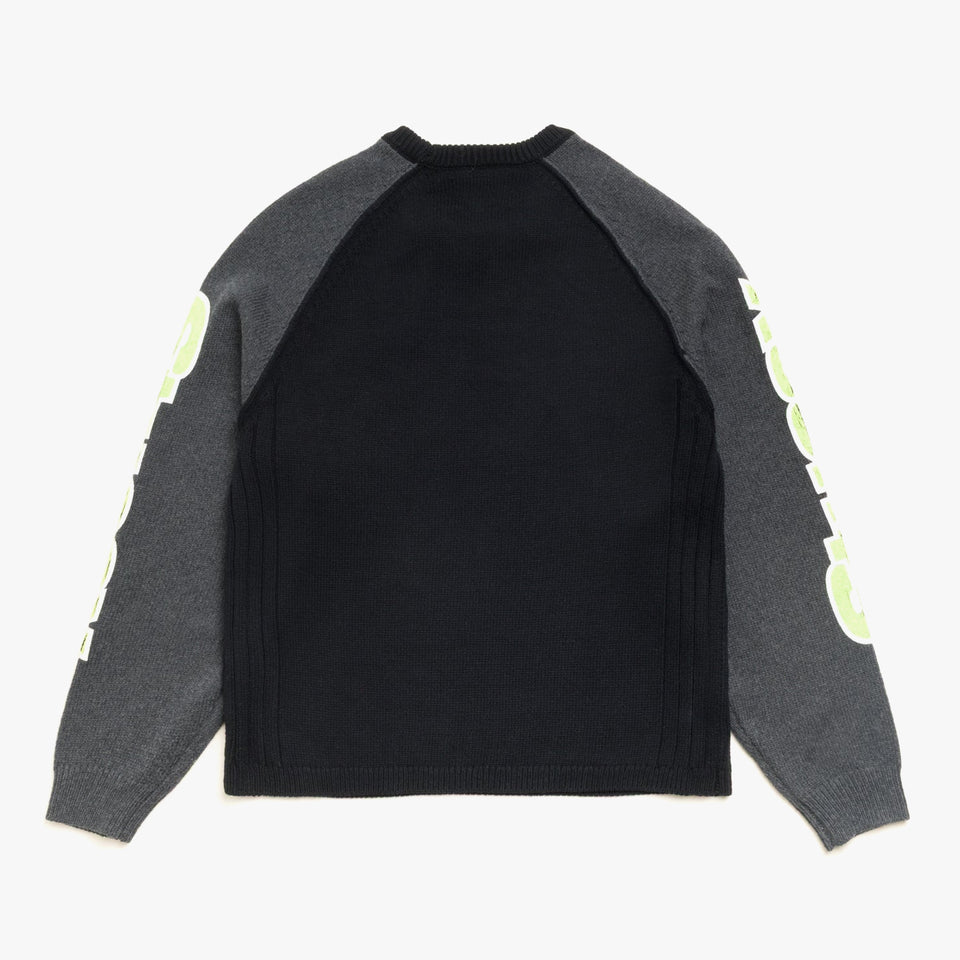 Two Tone Raglan Sweater Knit Black