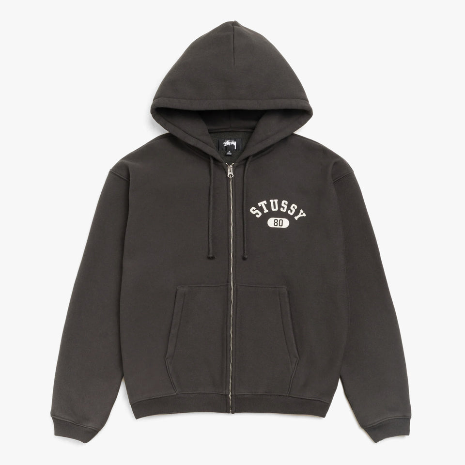 Varsity Zip Hood Washed Black
