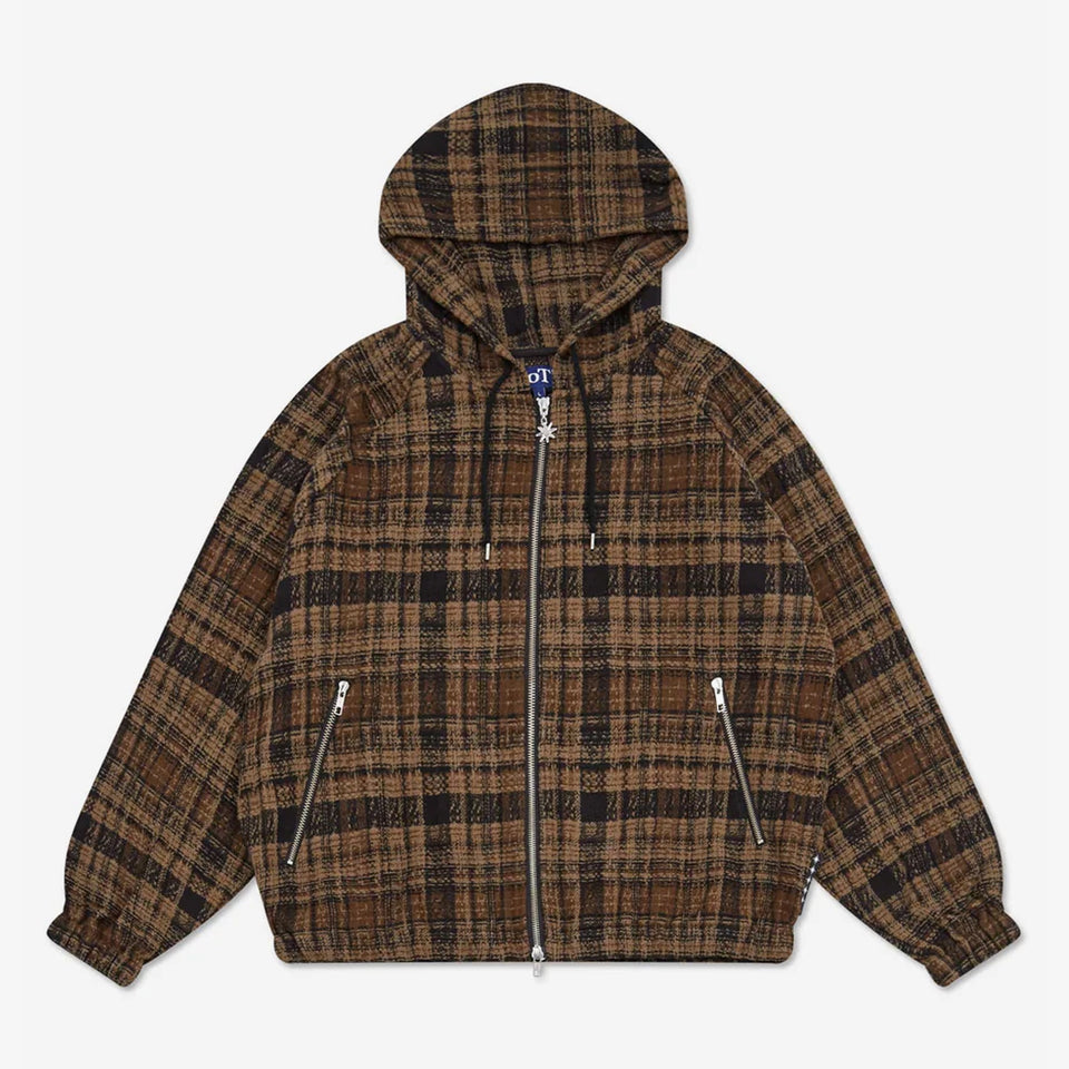 Heavy Check Zip Hoodie Brown
