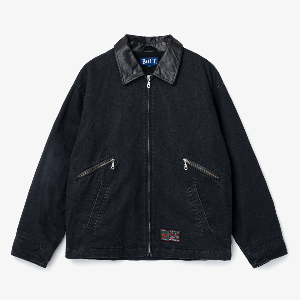 Leather Collar Work Jacket Black