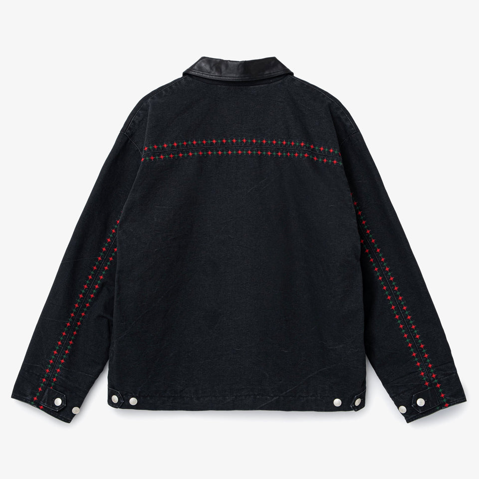 Leather Collar Work Jacket Black