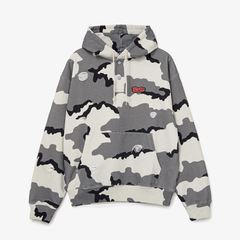 Henley-neck Camo Hoodie
