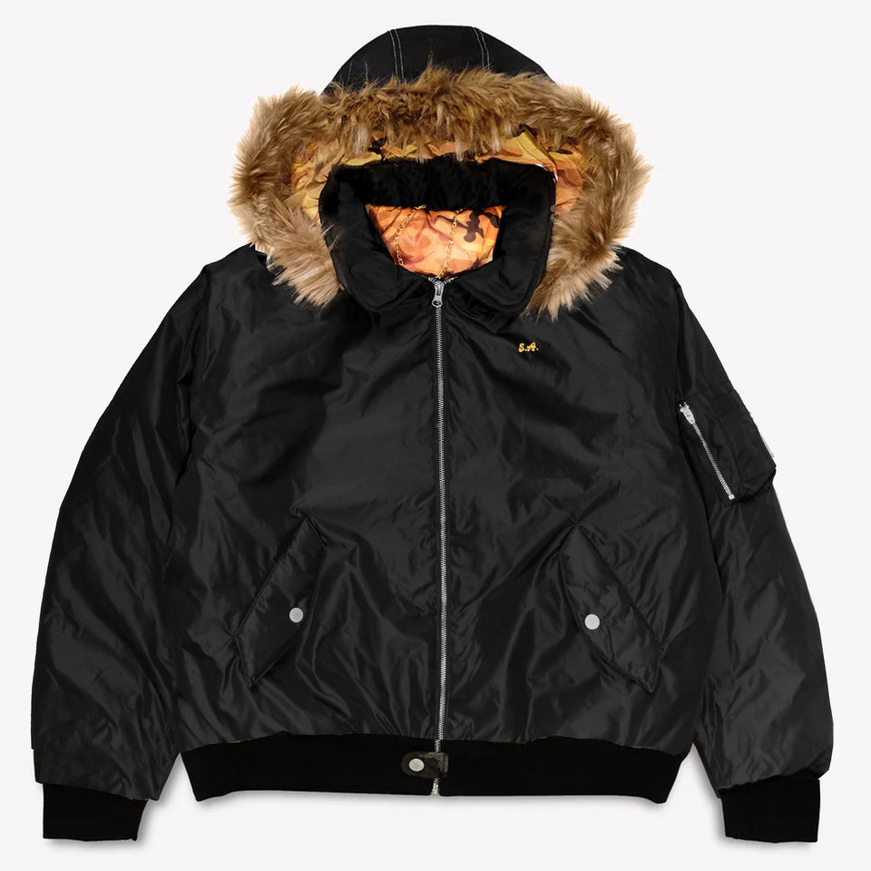 Black Nylon Bomber Jacket