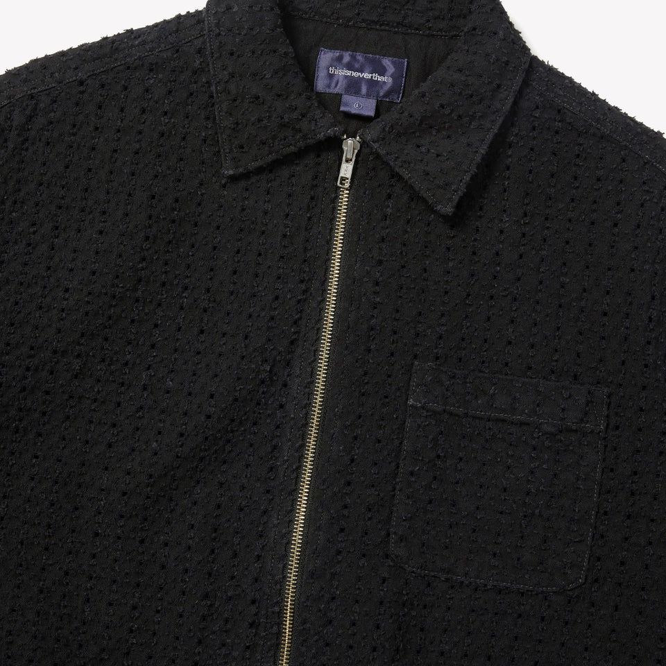 Damaged Denim Zip SS Shirt Black