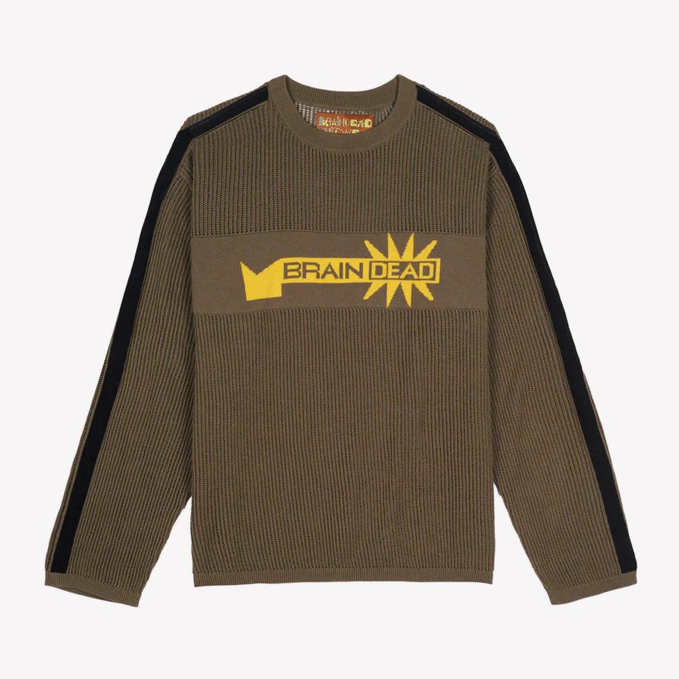 Long Sleeve Mesh Sweater Green