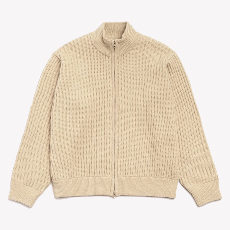 Military Patch Zip Sweater Sand