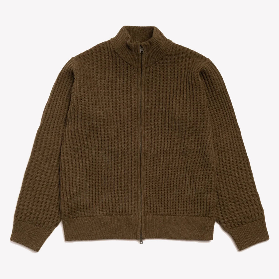 Military Patch Zip Sweater Green