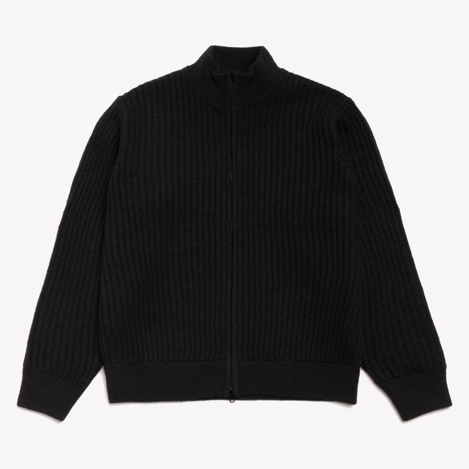 Military Patch Zip Sweater Black